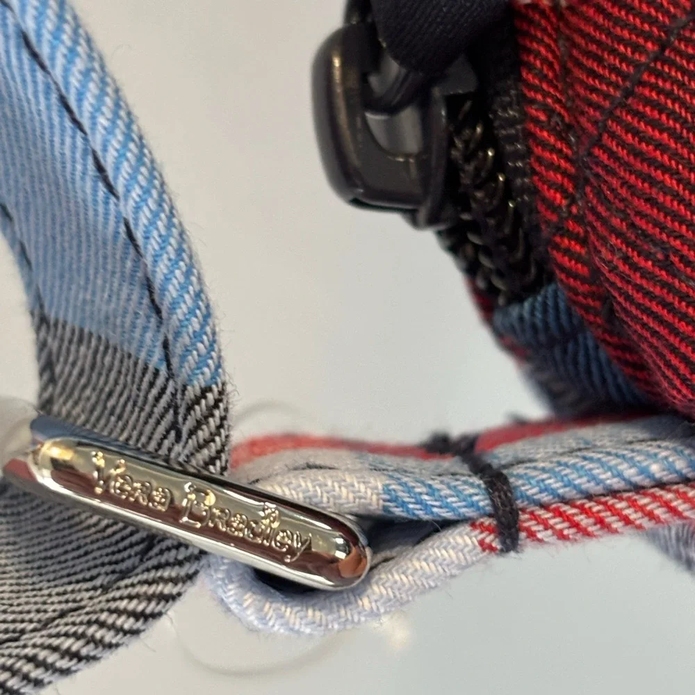 Vera Bradley Patriotic Plaid Bucket Crossbody Bag Quilted Adjustable Retired - Picture 7 of 12